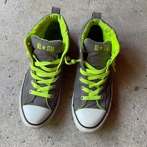 Neon Yellow & Grey Slip on Converse All Stars